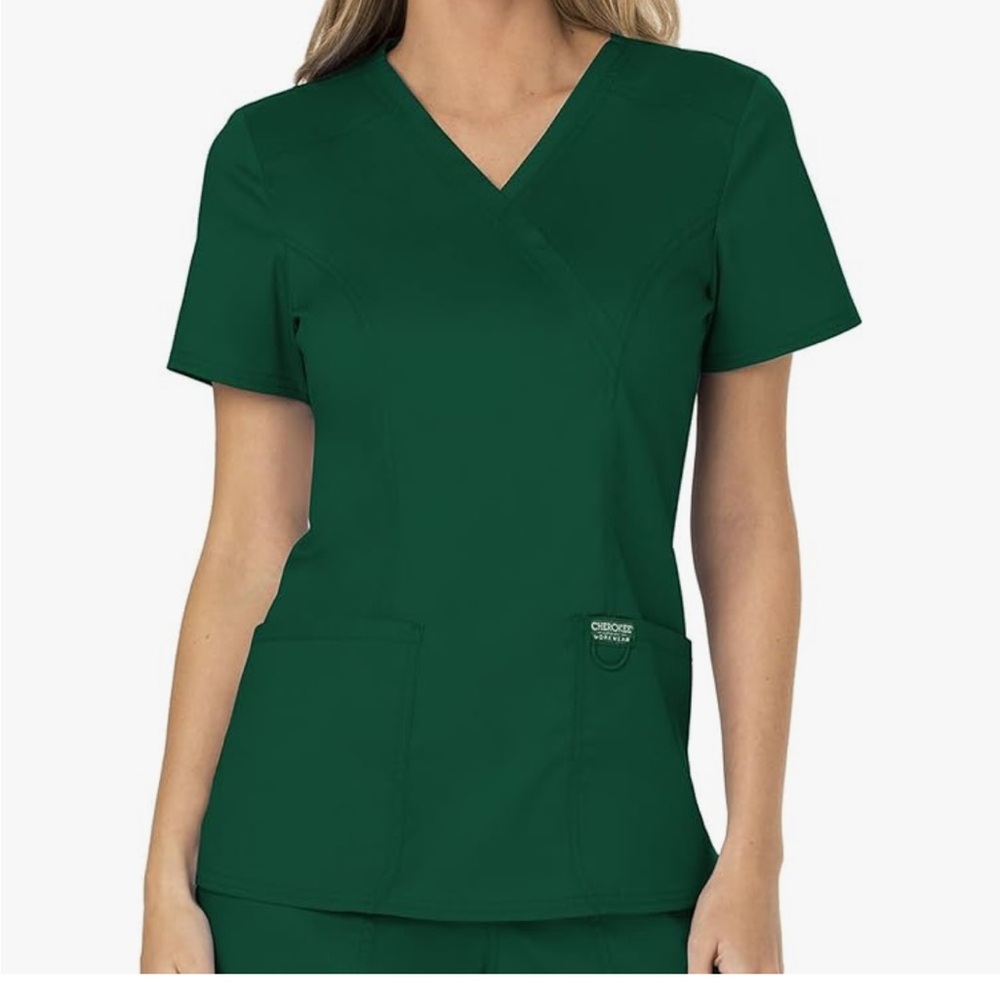 Cherokee Hunter Green V-Neck Scrub Top